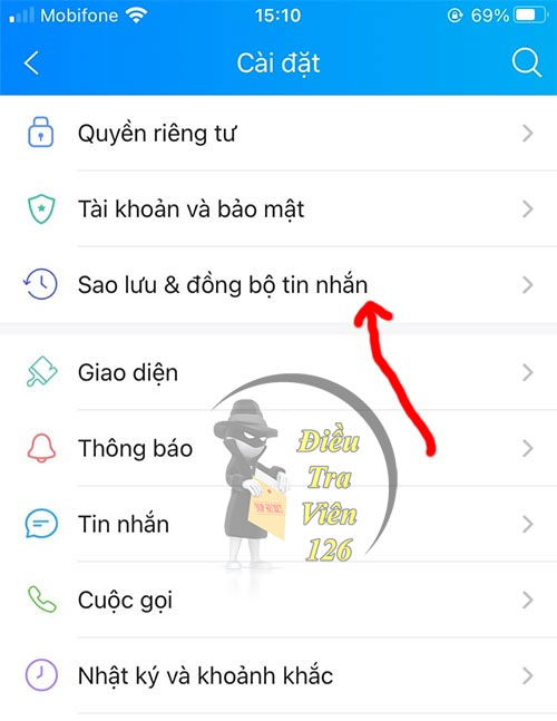 Bước 2: Chọn sao lưu & đồng bộ tin nhắn