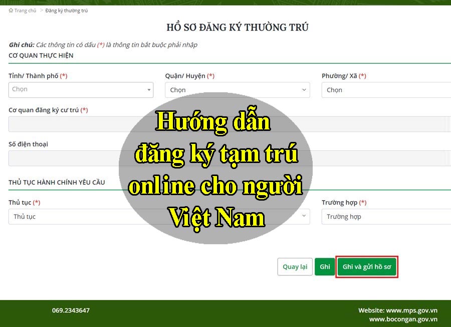 Cách đăng ký khai báo tạm trú online cho người Việt Nam TPHCM, toàn quốc