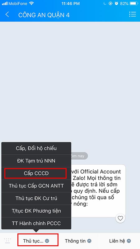 Cách đăng ký làm căn cước công dân gắn chip online qua Zalo