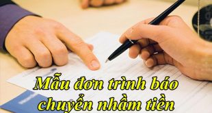 Mẫu đơn trình báo chuyển nhầm tiền