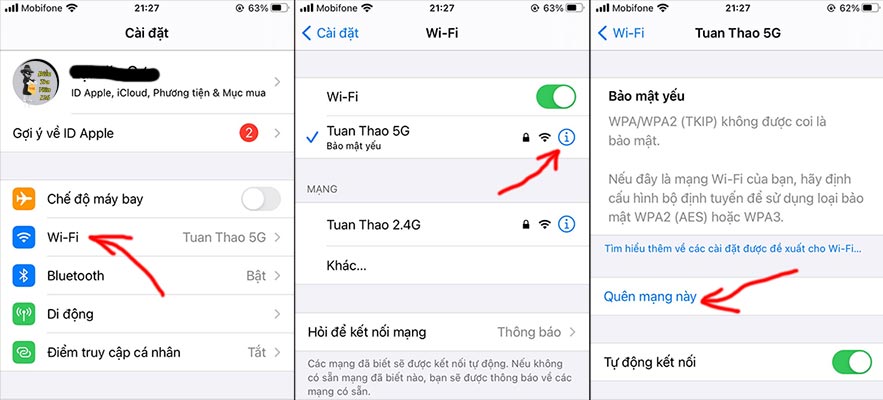Cách xóa lịch sử kết nối và truy cập wifi trên điện thoại iPhone