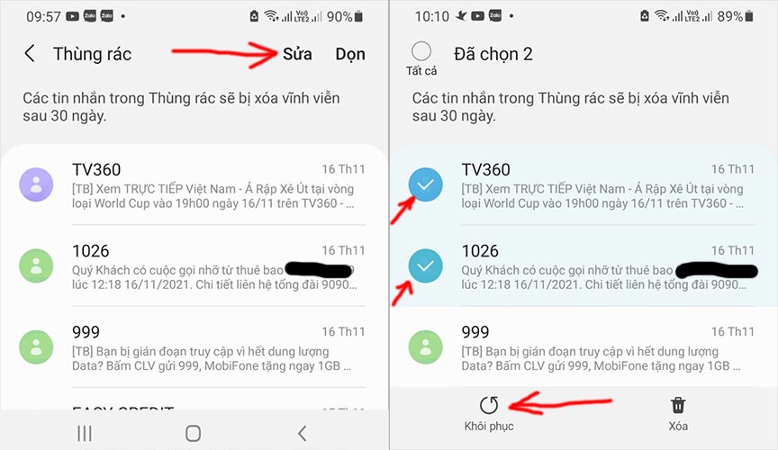 Cách khôi phục tin nhắn đã xóa vĩnh viễn trên điện thoại Samsung (Android)