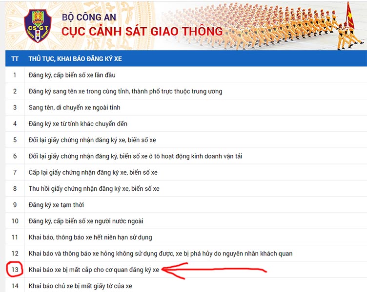 Cách trình báo mất xe máy online đến Bộ Công an giao thông