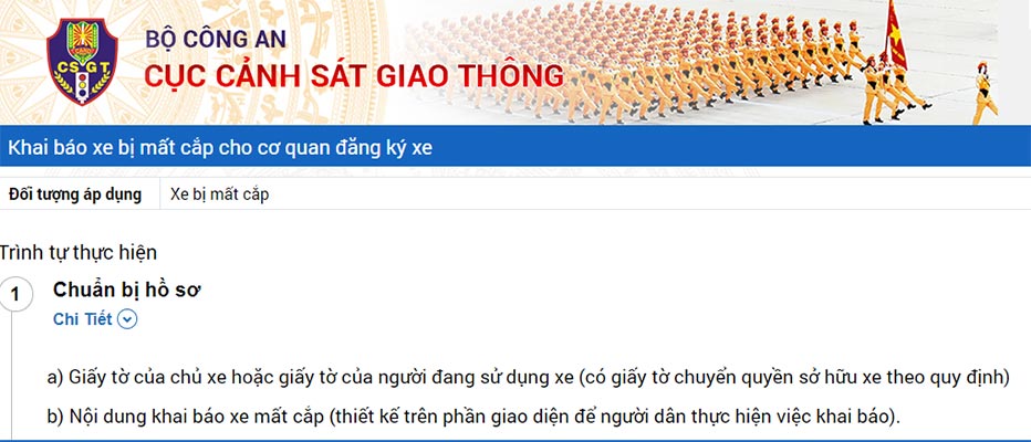 Cách trình báo mất xe máy online đến Bộ Công an giao thông