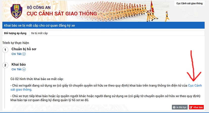 Cách trình báo mất xe máy online đến Bộ Công an giao thông