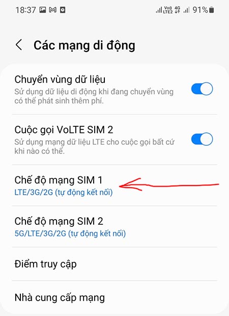Cách bật 5G trên Samsung Galaxy
