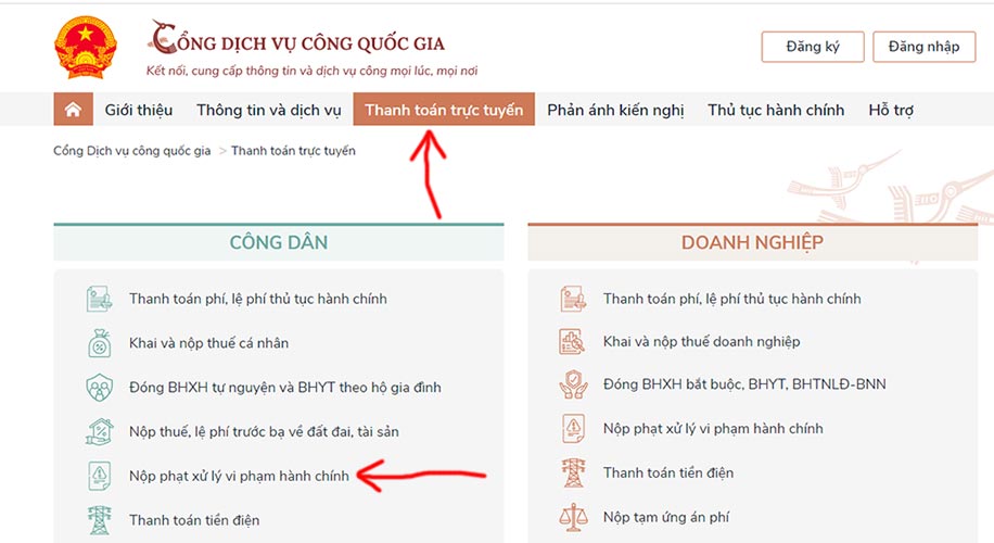 Cách nộp phạt online khi xe bị phạt nguội trực tuyến