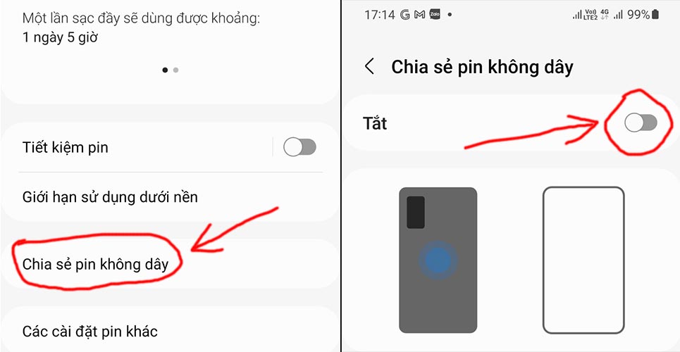 Cách truyền pin từ điện thoại này sang điện thoại khác