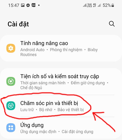 Cách cài đặt sạc pin nhanh cho điện thoại samsung