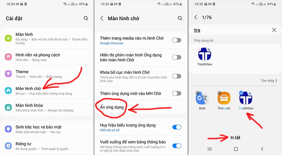 Cách ẩn phần mềm TrackView trên điện thoại