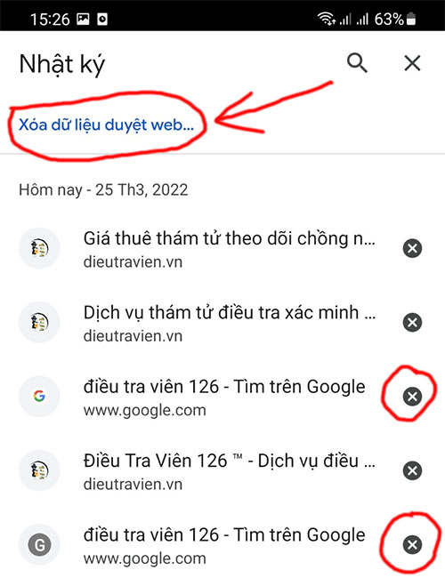 Cách xóa lịch sử tìm kiếm trên Google Chrome Android