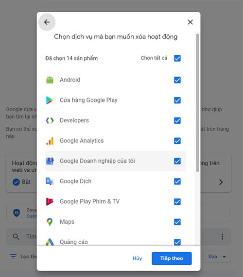 Cách xóa lịch sử tìm kiếm Google trên máy tính