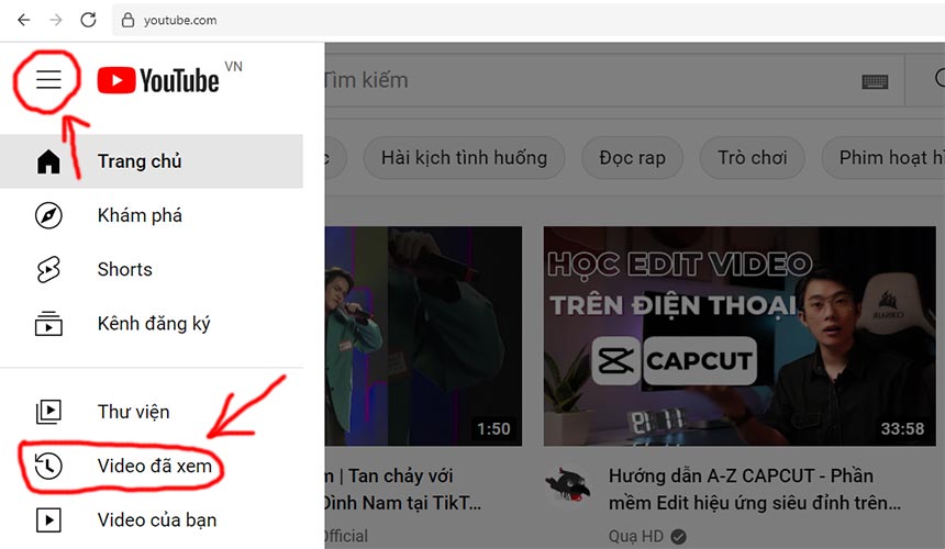 Cách xóa lịch sử tìm kiếm trên YouTube máy tính