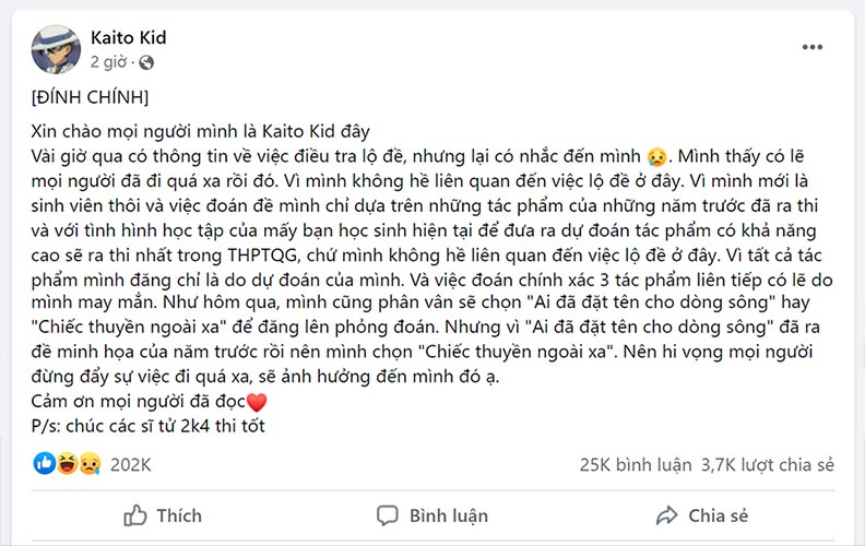 Kaito Kid "trộm" đề thi đại học hay chỉ vô tình đoán đại mà trúng?